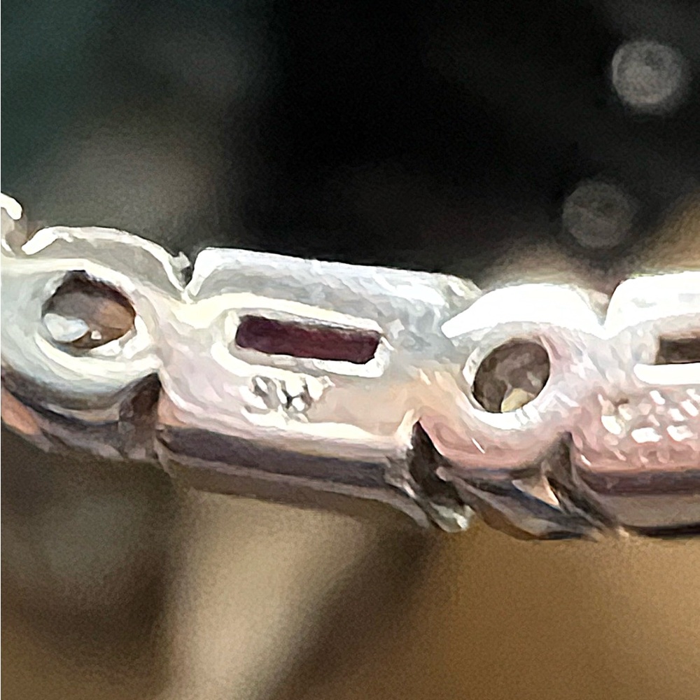 Baguette Dot CZ Diamond Band 925 CZ Ruby Stackable Rings - Picture 6 of 6